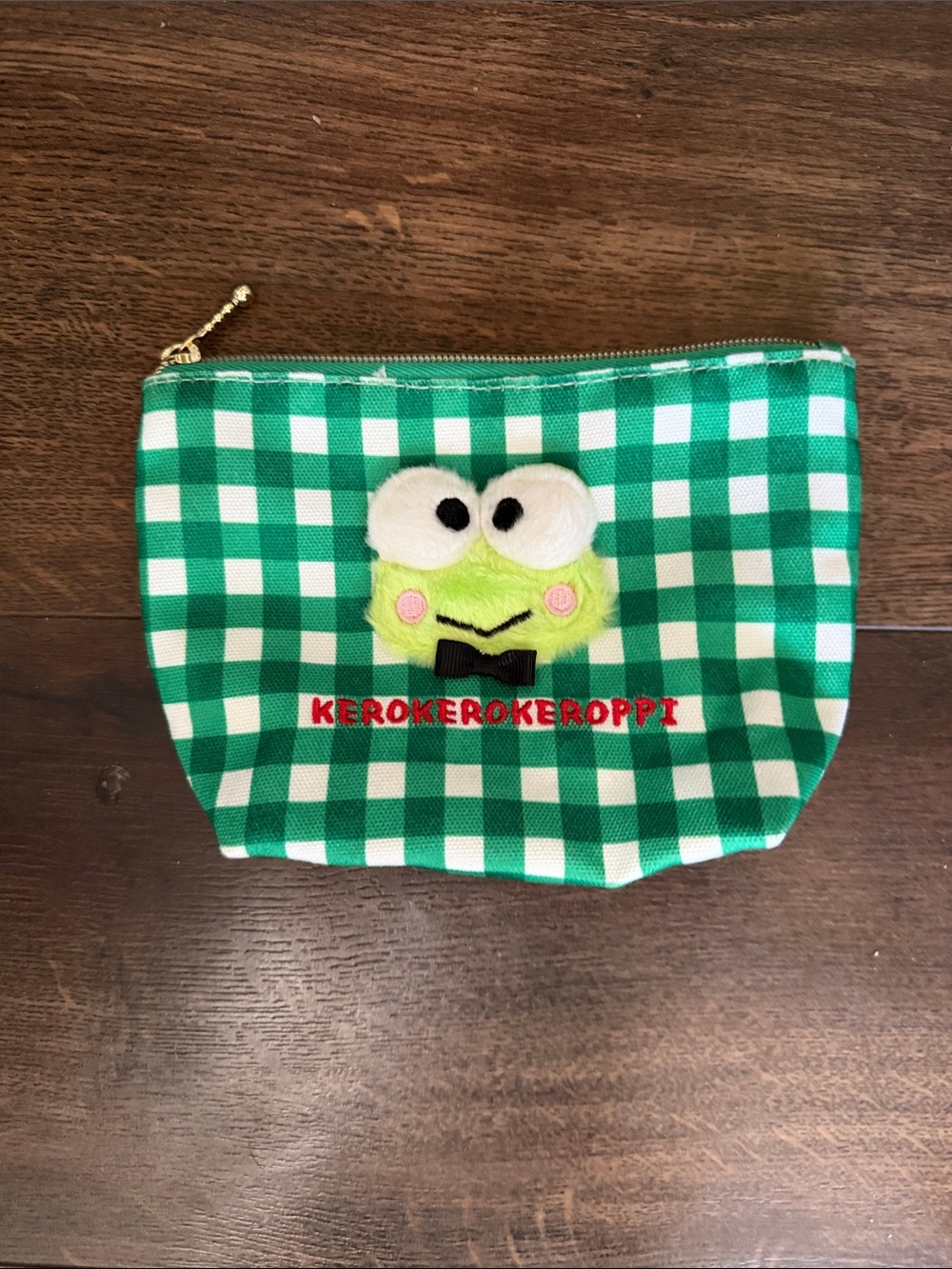 Kerokerokeroppi Green Check  Pouch new